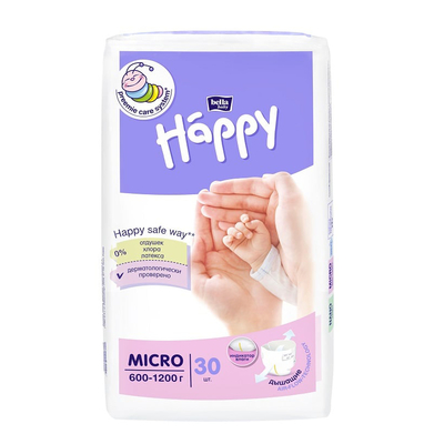 Подгузники для недоношенных детей под товарным знаком "bella baby Happy" в разме MICRO 30